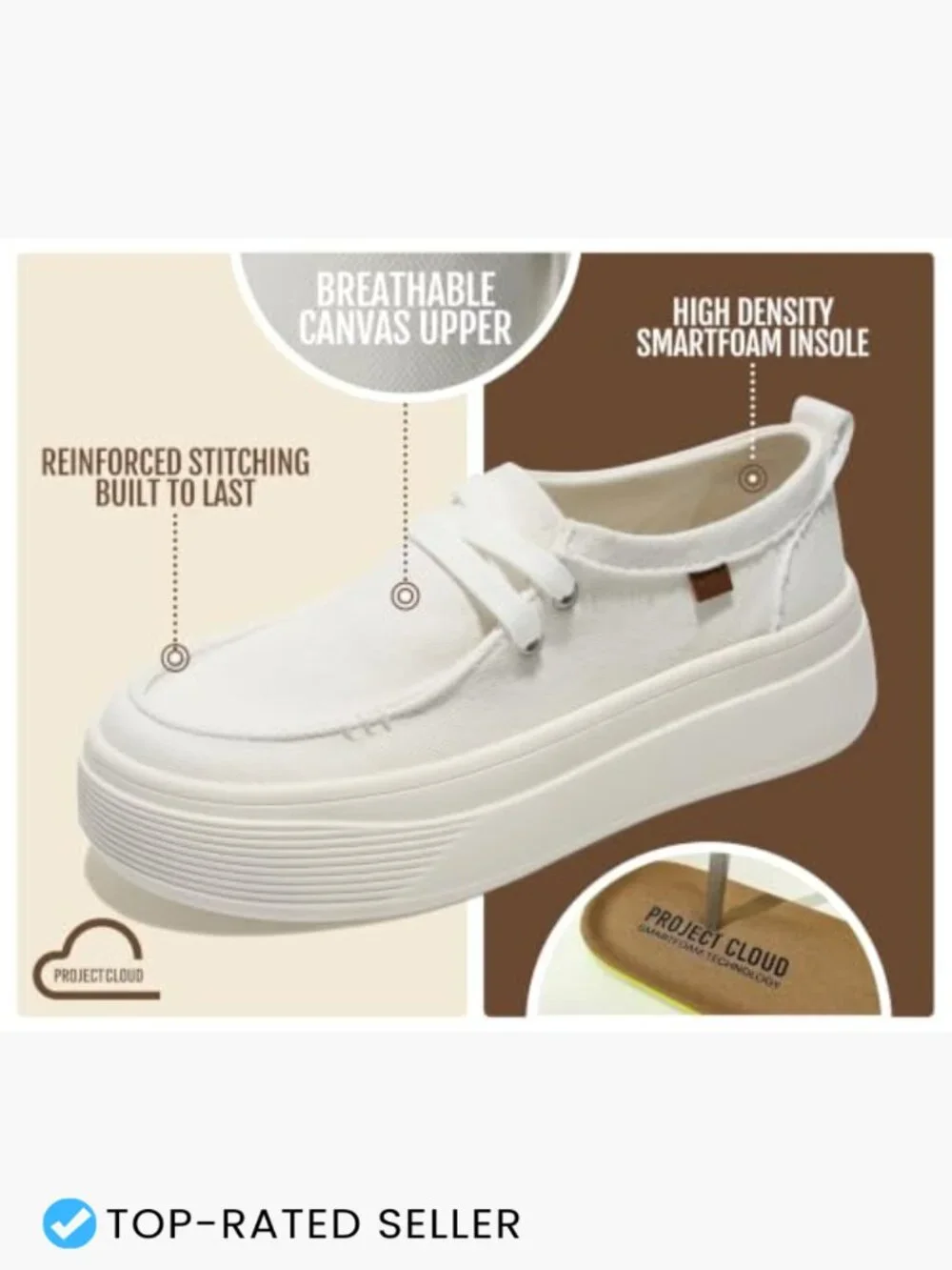 Canvas Platform Loafers Slip On Casual Boat Shoes Women Retro Chic Lightweight